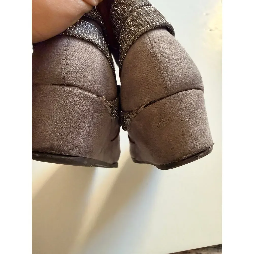 Olive & Edie Girls Grey Wedge Boots with Sparkle Buckle